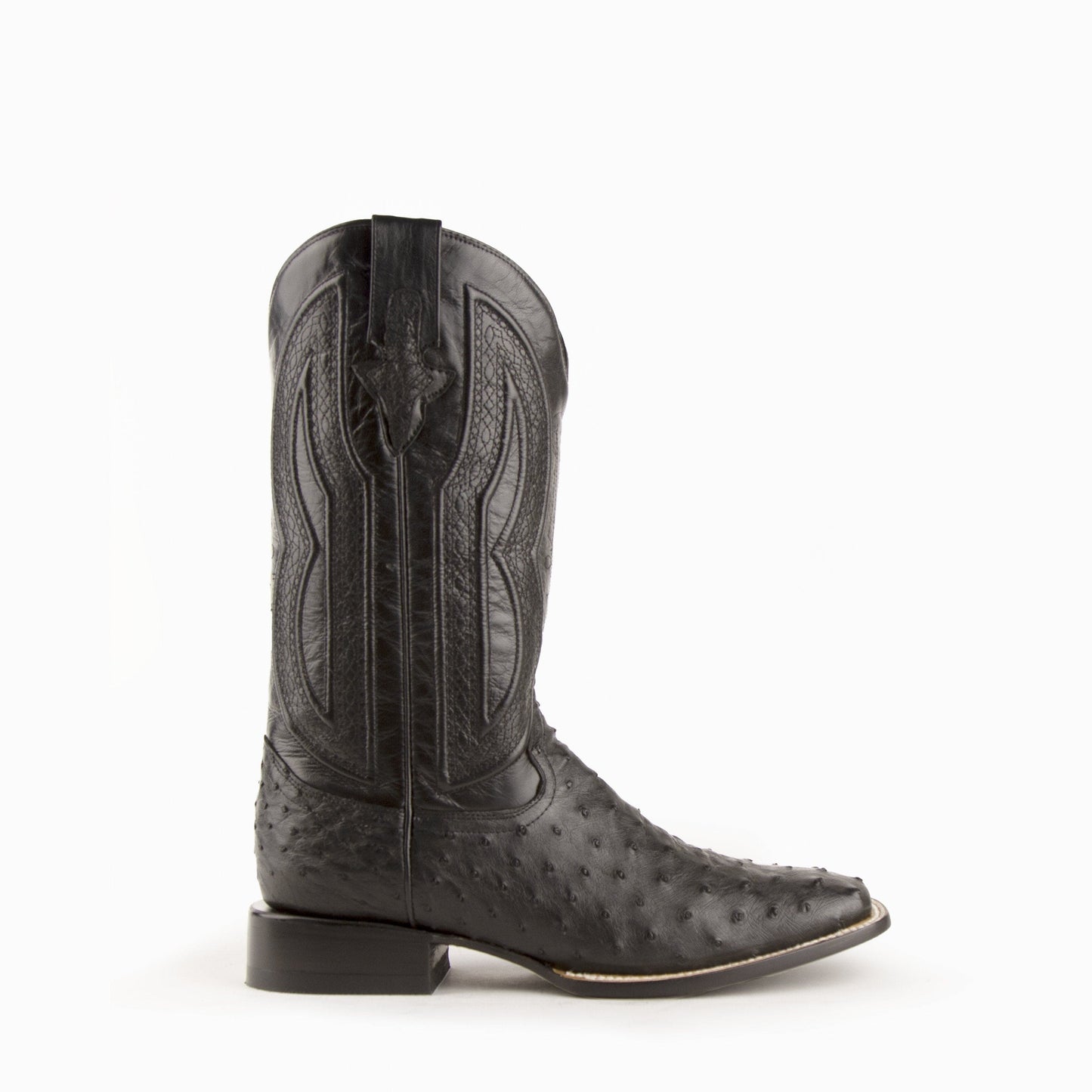 Ferrini Colt Ostrich Quill Square Toe Cowboy Boot in Black
