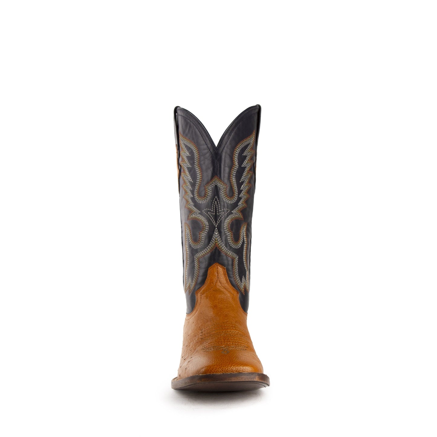 Mens Ferrini Square Toe Smooth Ostrich Cowboy Boot in Cognac