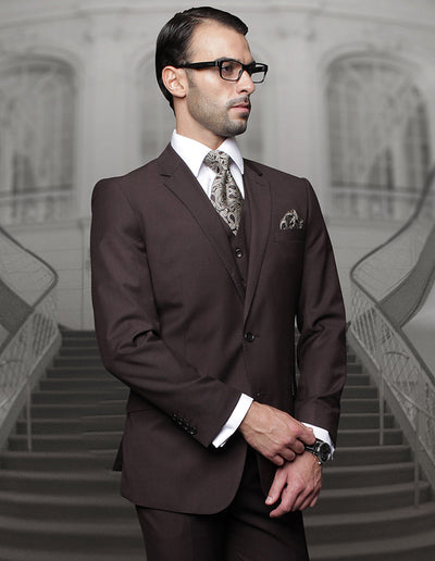 Mens 2 Button Classic Fit Pleated Pant Suit in Big & Tall Sizes in Brown 1 TZ-100_BROWN_56R  - from alligatorwarehouse.com