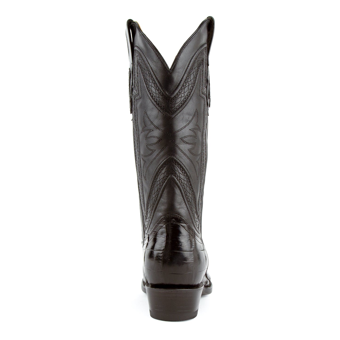 Mens Ferrini Medium Round Toe Alligator Belly Cowboy Boot in Black