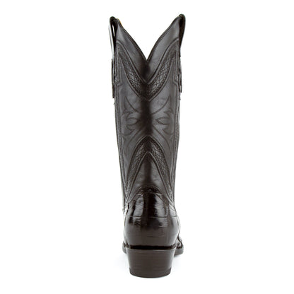 Mens Ferrini Medium Round Toe Alligator Belly Cowboy Boot in Black