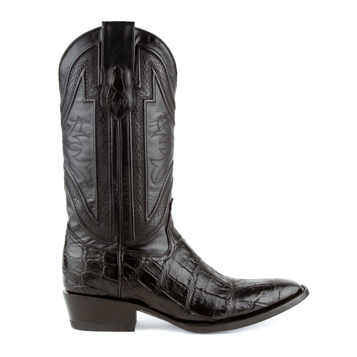 Mens Ferrini French Toe Alligator Belly Cowboy Boot in Black