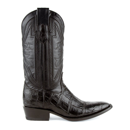 Mens Ferrini French Toe Alligator Belly Cowboy Boot in Black