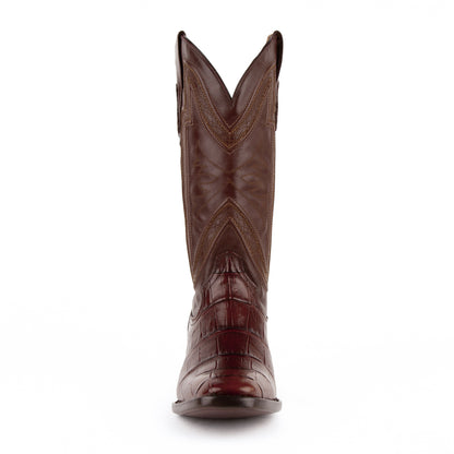 Mens Ferrini French Toe Alligator Belly Cowboy Boot in Brown