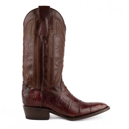Mens Ferrini French Toe Alligator Belly Cowboy Boot in Brown