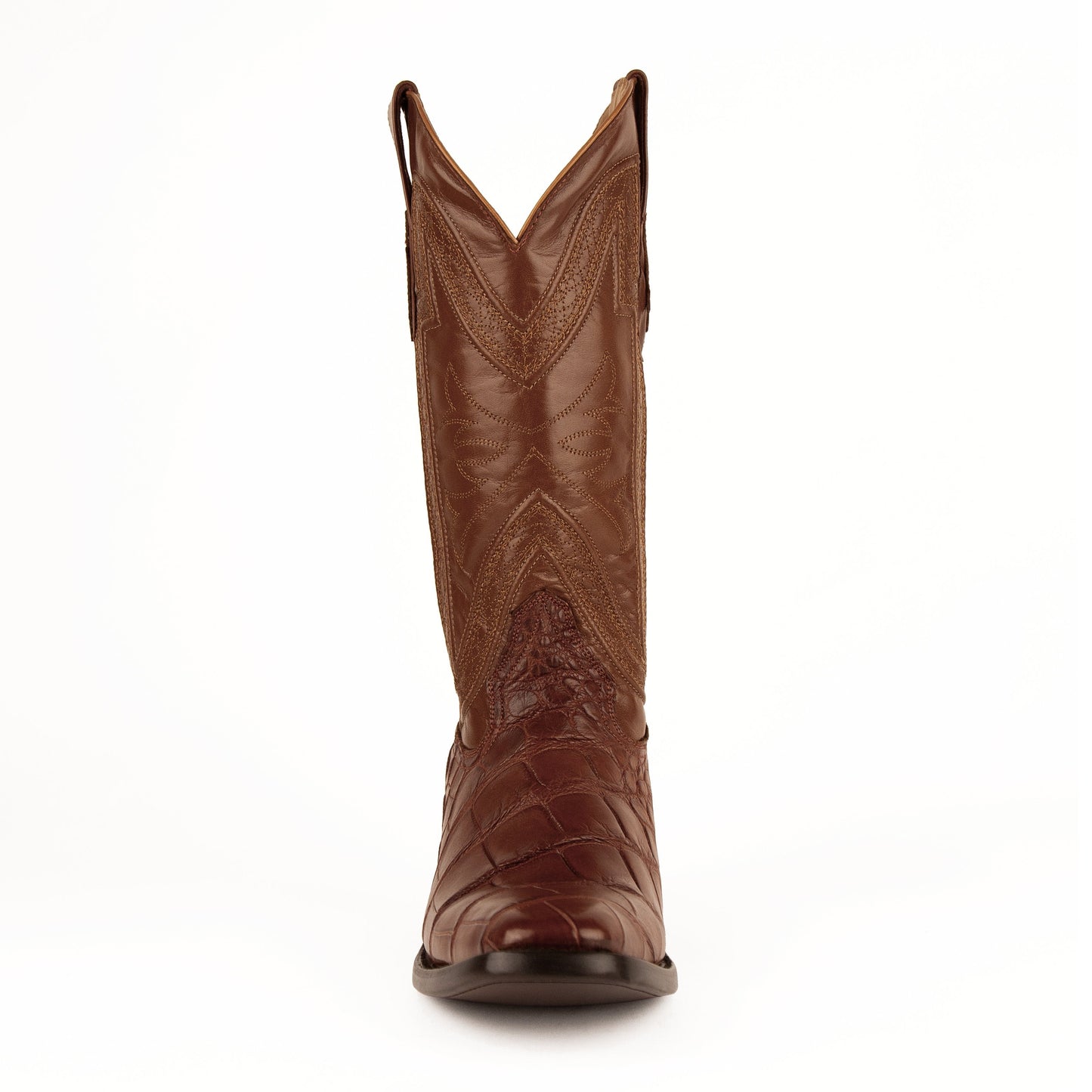 Mens Ferrini French Toe Alligator Belly Cowboy Boot in Cognac