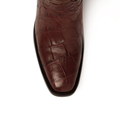Mens Ferrini French Toe Alligator Belly Cowboy Boot in Cognac