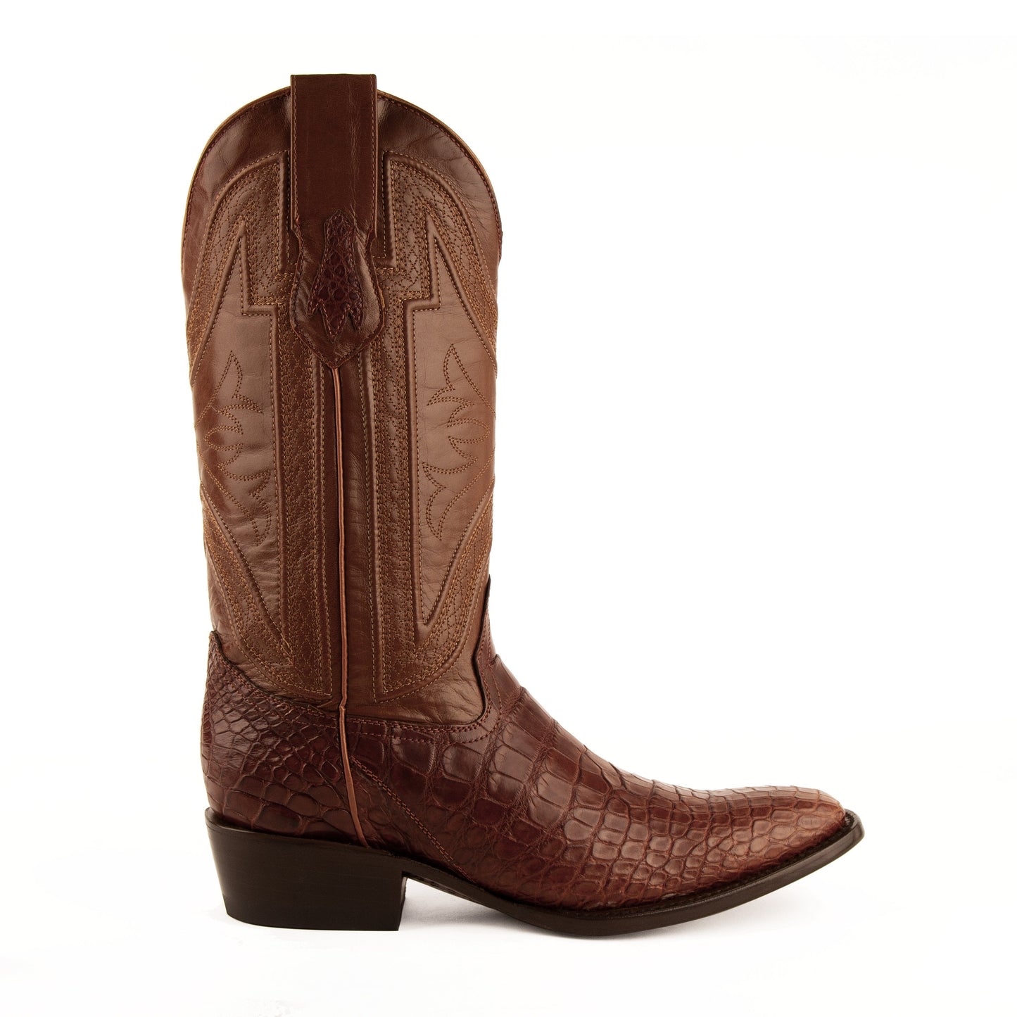 Mens Ferrini Alligator Belly Narrow Square Toe Cowboy Boot in Cognac