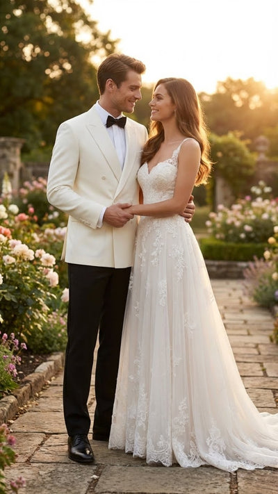 Men’s Ivory Double-Breasted Shawl Lapel Tuxedo Jacket | Premium Formal Dinner Jacket for Weddings and Black-Tie Events 5   - from alligatorwarehouse.com