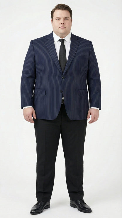 Men’s Navy Blue Pinstripe Blazer – Classic Tailored Formal Jacket for Business, Office and Professional Wear