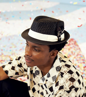 ZAYLEN FEDORA Paper Braided Pinch Front Hat