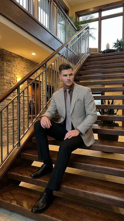 Men’s Black and White Houndstooth Blazer Jacket, Classic Formal Sport Coat for Business, Wedding and Dress Wear