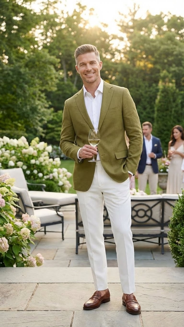 Men’s Olive Green Blazer Sport Coat – Linen Fabric Summer in pistachio sage green