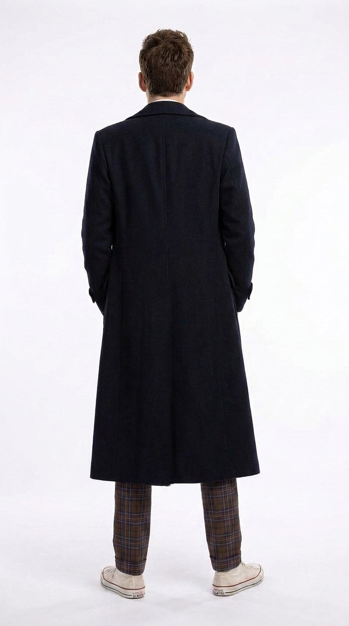 Men’s Black Long Overcoat – Doctor Who Fourteenth Doctor David Tennant Inspired Costume Coat