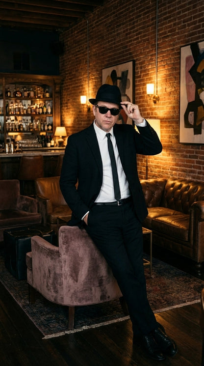 Mens Black Blazer – Vincent Vega Inspired Pulp Fiction Style Classic Formal Blazer for Men Retro Vintage Jacket