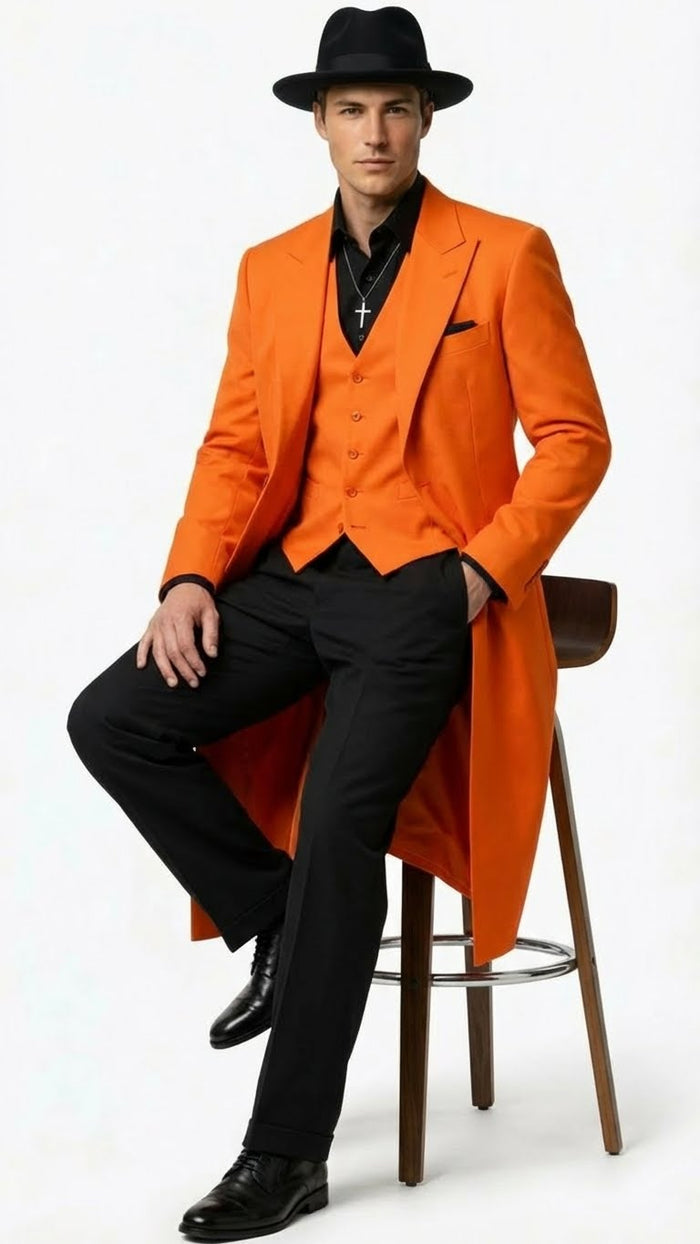 Men’s halloween Costume Orange Long Zoot Suit Set