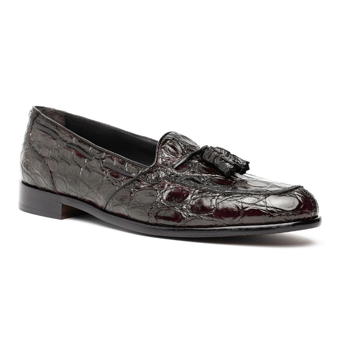 Zelli Franco Genuine Caiman Crocodile Tassel Loafers in Nicotine