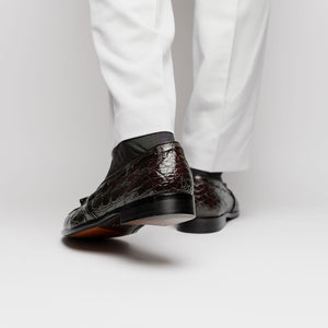 Zelli Franco Genuine Caiman Crocodile Tassel Loafers in Nicotine