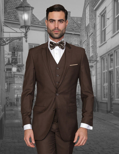 Mens 2 Button Skinny Vested Wool Suit in Brown 1 LORENZO_BROWN_38S  - from alligatorwarehouse.com