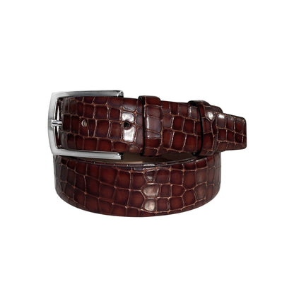 CBelt -3470 Croco Leather Belt - Tabbaco