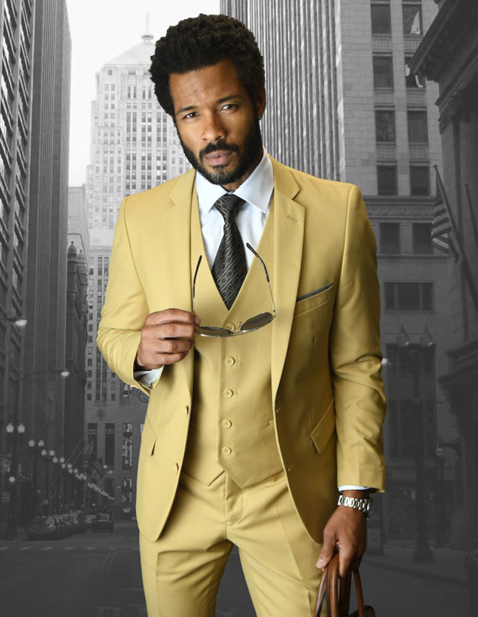 Mens 2 Button Skinny Vested Wool Suit in Chestnut 1 LORENZO_CHESTNUT_40R  - from alligatorwarehouse.com