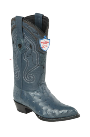 Wild West Botas de Avestruz Horma Puntal Blue Jeans