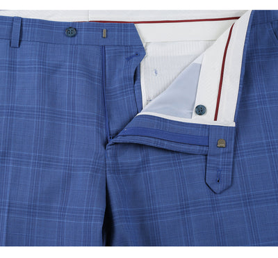 293-10 Men's 2-Piece Slim Fit Windowpane Check Dress Stretch Suit 11 SO6293-10 slim suits_38L  - from alligatorwarehouse.com