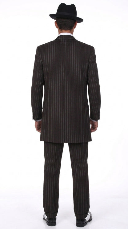 Men’s Black Pinstripe Zoot Suit – 3-Piece Gangster, Formal Suit 1920s Pimp Suit