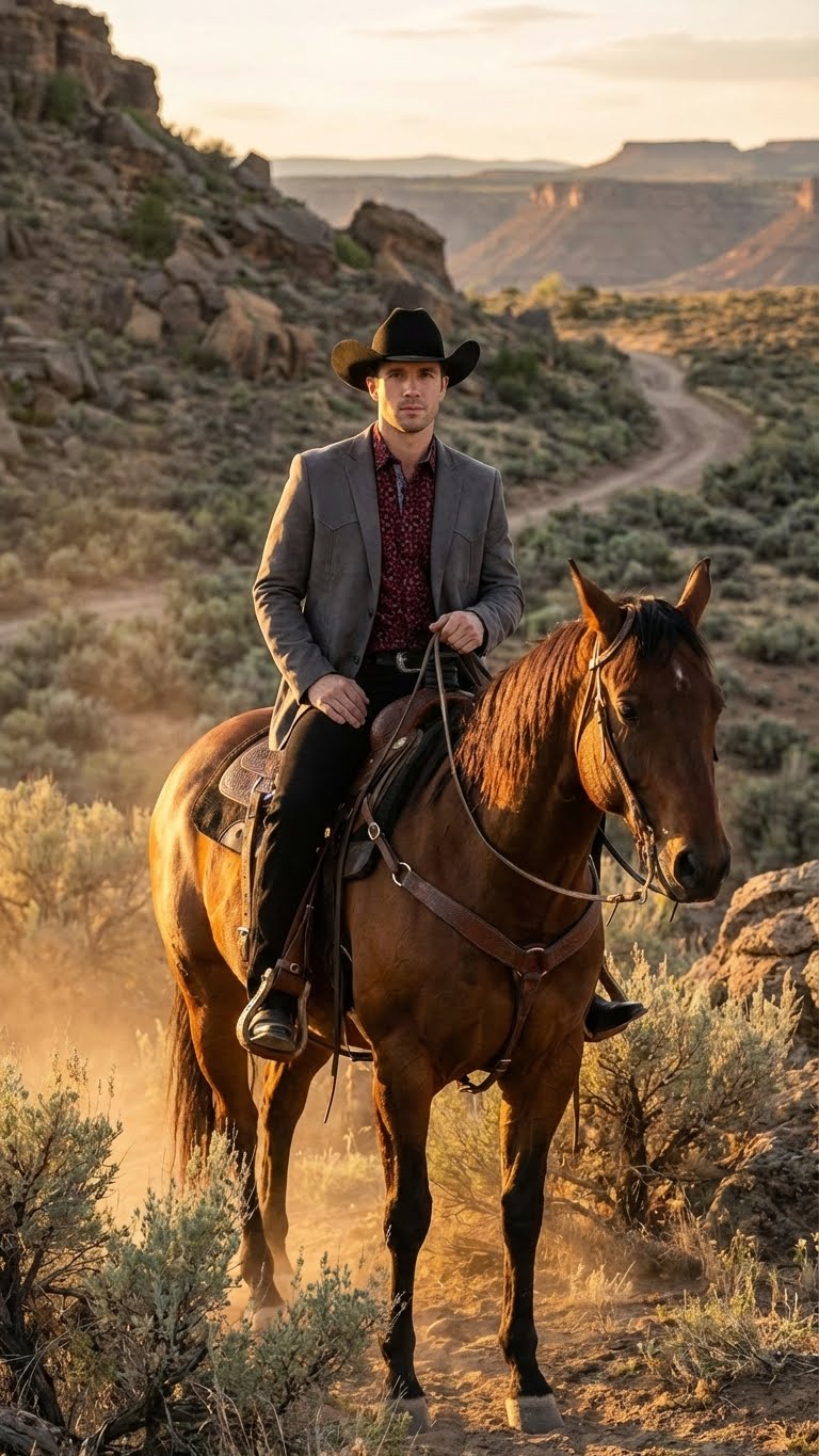 Men’s Charcoal Gray Western Faux Suede Blazer – Double Button Cowboy Jacket for Wedding & Party Wear