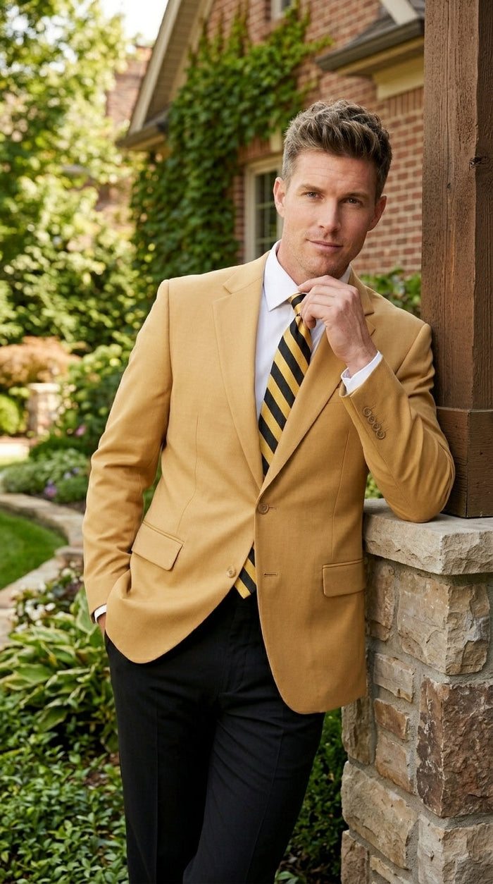 Men’s Camel Blazer, Classic Two Button Business Casual Wedding Summer Sport Coat Jacket in Khaki Bronze Color Modern Fit