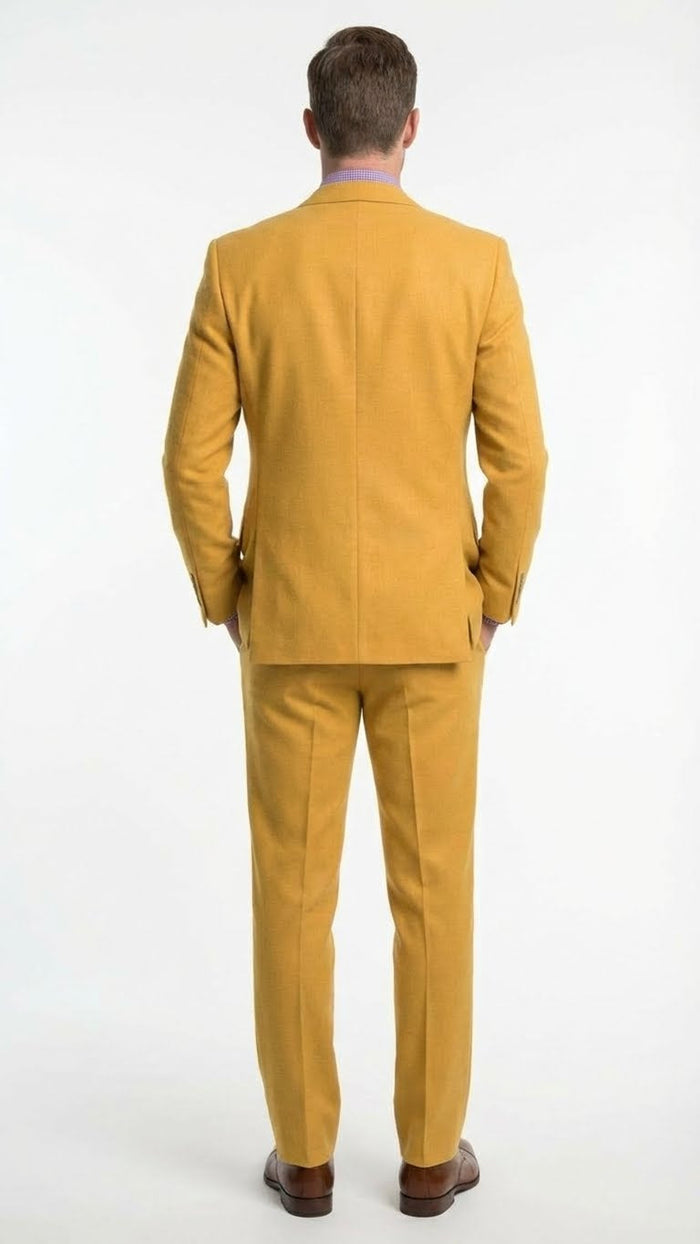 Men’s Mustard Yellow Three Piece Suit | 2 Button Notch Lapel Modern Fit in Gold Color - Church Suit