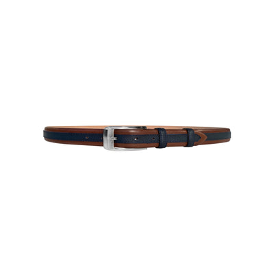 CBelt -4002 Contrast Leather Belt - Tan-Navy