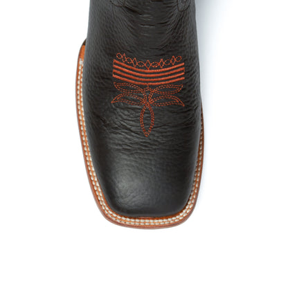 Mens Ferrini Distressed Leather Cowboy Boot in Black & Rust