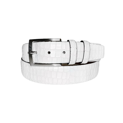 CBelt -3470 Croco Leather Belt - White