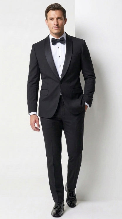 Men’s Father of the Bride Tuxedo Suit – Shawl Lapel Wedding Suit in Black, Navy or Hunter Green