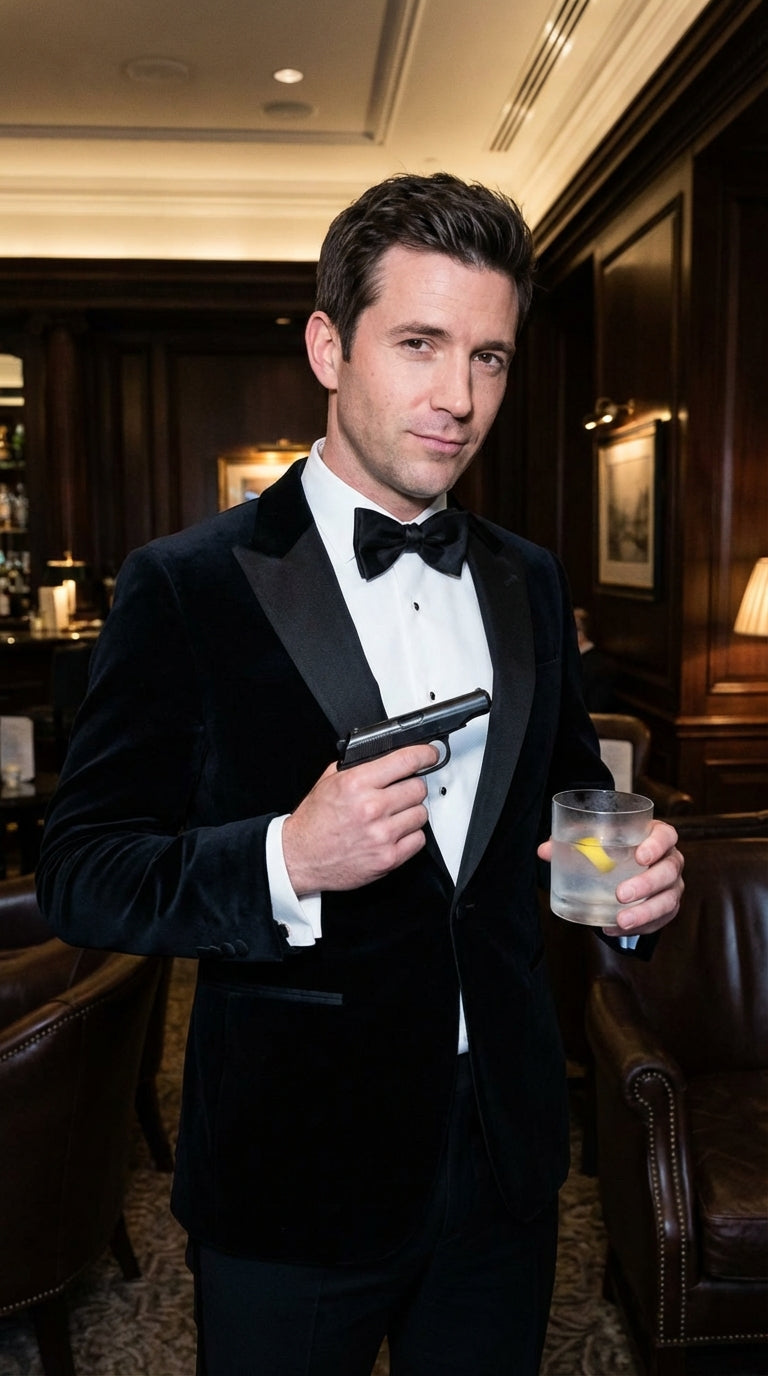 Mens Black Tuxedo Blazer – James Bond Inspired 007 Style Formal Dinner Jacket for Wedding and Evening Wear