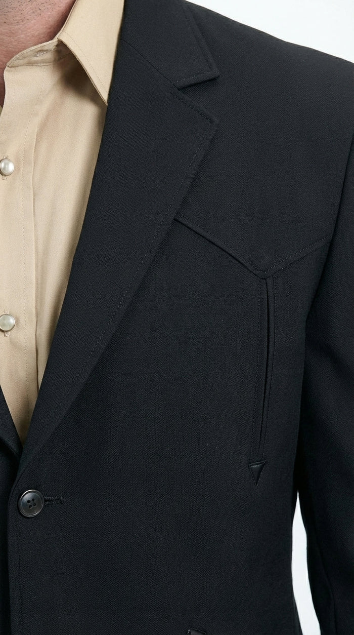 Mens Black Western Blazer Set – Cowboy Style Formal Jacket and Pants Outfit Country Western Suit