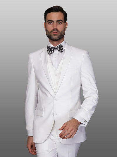 Mens 2 Button Vested Skinny Wool Suit in White 1 LORENZO_WHITE_38S  - from alligatorwarehouse.com