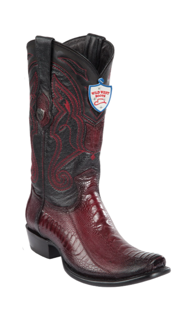 Wild West Botas de Pata de Avestruz Horma Dubai Toe Faded Burgundy 1   - from alligatorwarehouse.com