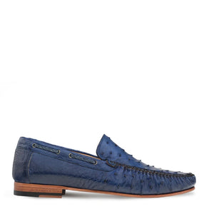 Mens Mezlan Rollini Ostrich Quill Dress Shoe Loafer in Black