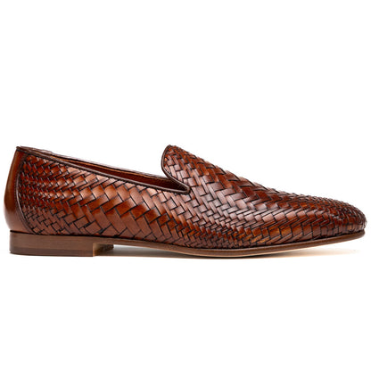 Zelli Rizzo Woven Calfskin Loafer in Cognac | Timeless Italian Style