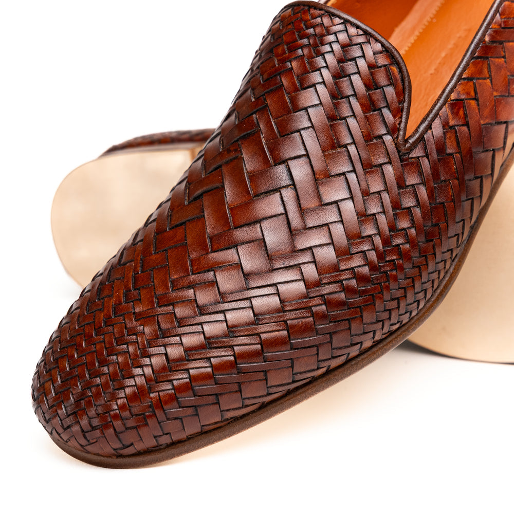 Zelli Rizzo Woven Calfskin Loafer in Cognac | Timeless Italian Style