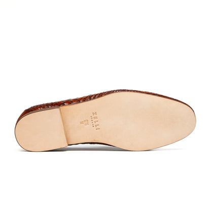 Zelli Rizzo Woven Calfskin Loafer in Cognac | Timeless Italian Style