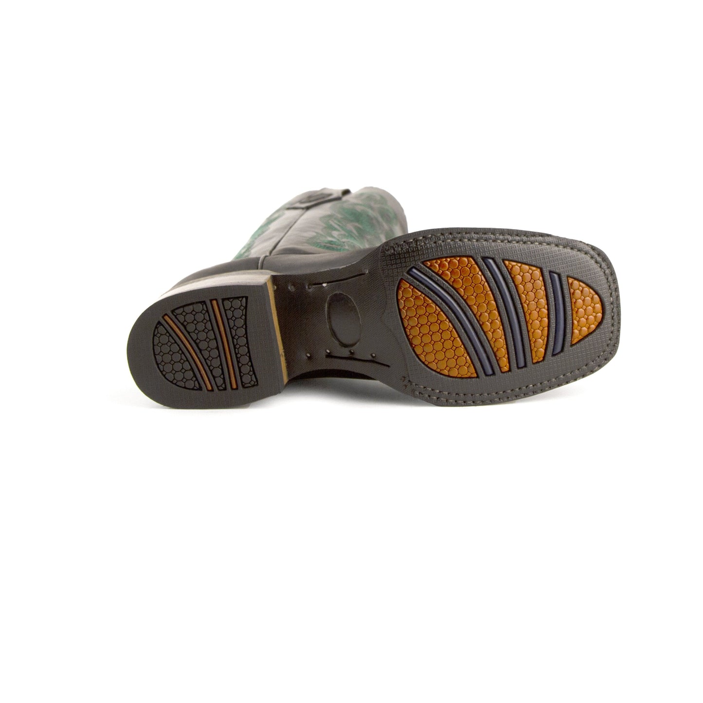 Mens Ferrini Maverick Square Toe Leather Cowboy Boot in Black & Mint