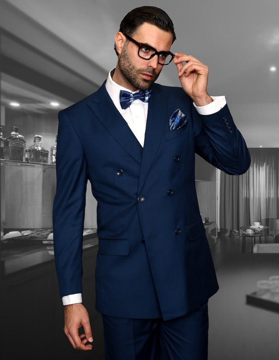 Mens Classic Wool Double Breasted Suit in Sapphire Blue 1 TZD-100_SAPPHIRE_40S  - from alligatorwarehouse.com
