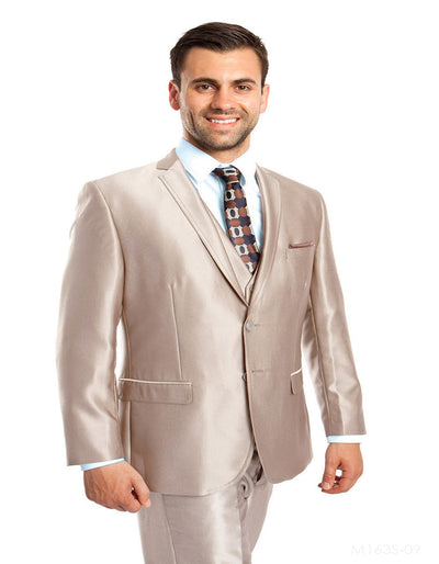 Mens Tazio Vested Slim Fit Shiny Sharkskin Suit in Champagne 1 QG-0189  - from alligatorwarehouse.com