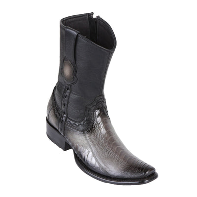 King Exotic Men's Ostrich Leg Boots Faded Grey - H79B Dubai Toe 1 -01  - from alligatorwarehouse.com