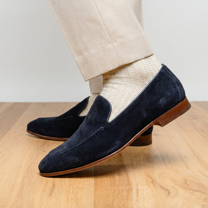 Zelli Bruno Handcrafted Italian Suede Loafer in Sophisticated Navy