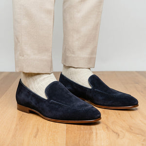 Zelli Bruno Handcrafted Italian Suede Loafer in Sophisticated Navy
