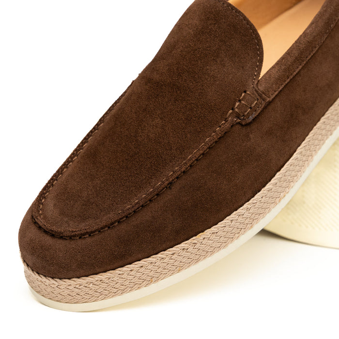 Zelli Amato Handcrafted Suede Espadrille Loafer in Dark Brown